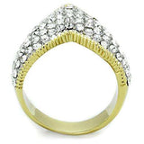 TK1562 - Two-Tone IP Gold (Ion Plating) Stainless Steel Ring with Top Grade Crystal in Clear - Alamode - Flyclothing LLC