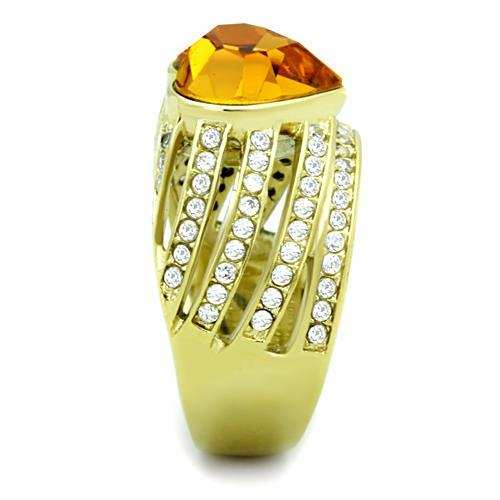 TK1563 - IP Gold(Ion Plating) Stainless Steel Ring with Top Grade Crystal in Topaz - Alamode - Flyclothing LLC