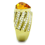 TK1563 - IP Gold(Ion Plating) Stainless Steel Ring with Top Grade Crystal in Topaz - Alamode - Flyclothing LLC
