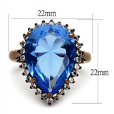 TK1564LC - IP Coffee light Stainless Steel Ring with Top Grade Crystal in Light Sapphire - Alamode - Flyclothing LLC