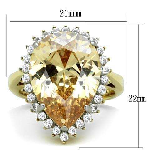TK1564 - Two-Tone IP Gold (Ion Plating) Stainless Steel Ring with AAA Grade CZ in Champagne - Alamode - Flyclothing LLC