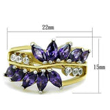 TK1568 - Two-Tone IP Gold (Ion Plating) Stainless Steel Ring with AAA Grade CZ in Amethyst - Alamode - Flyclothing LLC