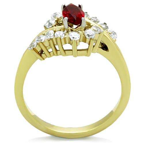 TK1569 - Two-Tone IP Gold (Ion Plating) Stainless Steel Ring with Synthetic Synthetic Glass in Siam - Alamode - Flyclothing LLC