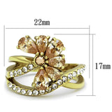 TK1574 - IP Gold(Ion Plating) Stainless Steel Ring with AAA Grade CZ in Champagne - Alamode - Flyclothing LLC