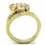 TK1574 - IP Gold(Ion Plating) Stainless Steel Ring with AAA Grade CZ in Champagne - Alamode - Flyclothing LLC