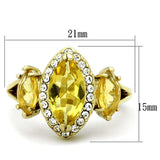 TK1578 - IP Gold(Ion Plating) Stainless Steel Ring with Synthetic Synthetic Glass in Topaz - Alamode - Flyclothing LLC