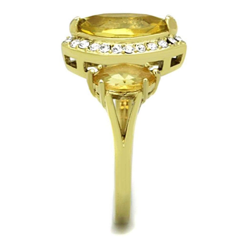 TK1578 - IP Gold(Ion Plating) Stainless Steel Ring with Synthetic Synthetic Glass in Topaz - Alamode - Flyclothing LLC