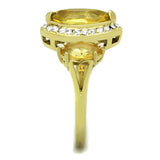 TK1578 - IP Gold(Ion Plating) Stainless Steel Ring with Synthetic Synthetic Glass in Topaz - Alamode - Flyclothing LLC