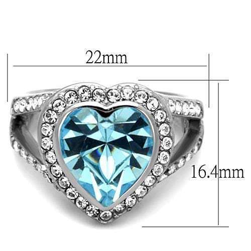 TK1582 - High polished (no plating) Stainless Steel Ring with Top Grade Crystal in Sea Blue - Alamode - Flyclothing LLC