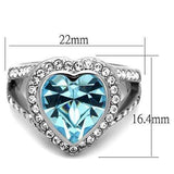 TK1582 - High polished (no plating) Stainless Steel Ring with Top Grade Crystal in Sea Blue - Alamode - Flyclothing LLC