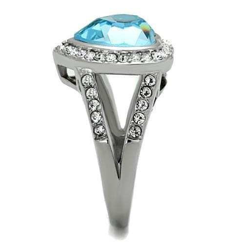TK1582 - High polished (no plating) Stainless Steel Ring with Top Grade Crystal in Sea Blue - Alamode - Flyclothing LLC