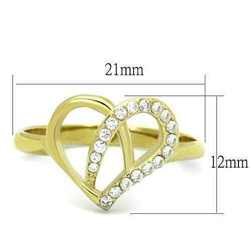TK1586 - IP Gold(Ion Plating) Stainless Steel Ring with AAA Grade CZ in Clear - Alamode - Flyclothing LLC