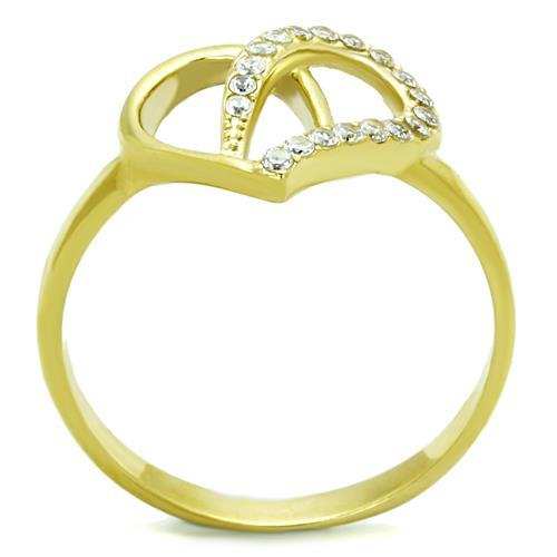 TK1586 - IP Gold(Ion Plating) Stainless Steel Ring with AAA Grade CZ in Clear - Alamode - Flyclothing LLC