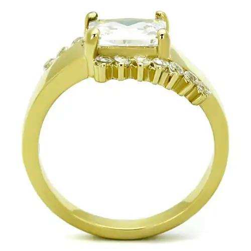 TK1588 - IP Gold(Ion Plating) Stainless Steel Ring with AAA Grade CZ in Clear - Alamode - Flyclothing LLC