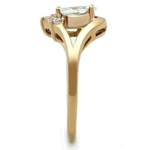 TK1590 - IP Rose Gold(Ion Plating) Stainless Steel Ring with AAA Grade CZ in Clear - Alamode - Flyclothing LLC