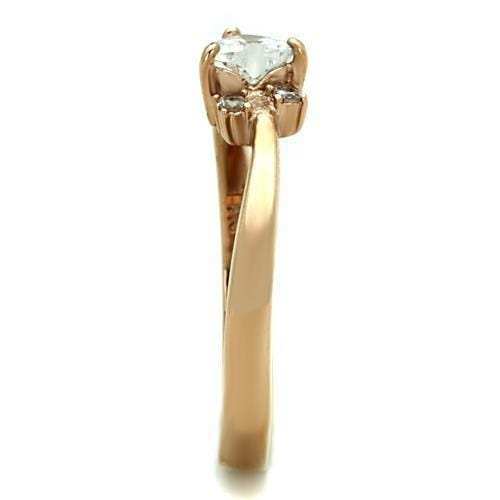 TK1591 - IP Rose Gold(Ion Plating) Stainless Steel Ring with AAA Grade CZ in Clear - Alamode - Flyclothing LLC
