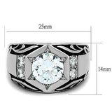TK1606 - High polished (no plating) Stainless Steel Ring with AAA Grade CZ in Clear - Alamode - Flyclothing LLC