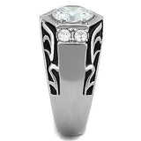 TK1606 - High polished (no plating) Stainless Steel Ring with AAA Grade CZ in Clear - Alamode - Flyclothing LLC