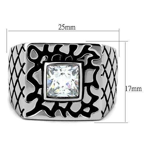 TK1607 - High polished (no plating) Stainless Steel Ring with AAA Grade CZ in Clear - Alamode - Flyclothing LLC