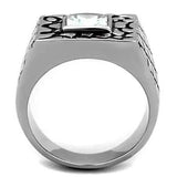 TK1607 - High polished (no plating) Stainless Steel Ring with AAA Grade CZ in Clear - Alamode - Flyclothing LLC