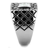 TK1607 - High polished (no plating) Stainless Steel Ring with AAA Grade CZ in Clear - Alamode - Flyclothing LLC