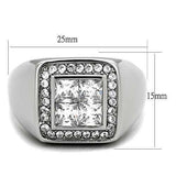 TK1608 - High polished (no plating) Stainless Steel Ring with AAA Grade CZ in Clear - Alamode - Flyclothing LLC