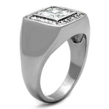 TK1608 - High polished (no plating) Stainless Steel Ring with AAA Grade CZ in Clear - Alamode - Flyclothing LLC