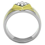 TK1610 - Two-Tone IP Gold (Ion Plating) Stainless Steel Ring with Top Grade Crystal in Clear - Alamode - Flyclothing LLC