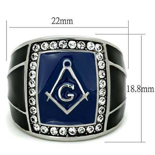 TK1612 - High polished (no plating) Stainless Steel Ring with Top Grade Crystal in Clear - Alamode - Flyclothing LLC