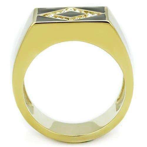 TK1613 - IP Gold(Ion Plating) Stainless Steel Ring with Top Grade Crystal in Clear - Alamode - Flyclothing LLC