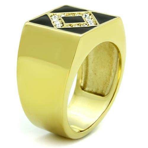 TK1613 - IP Gold(Ion Plating) Stainless Steel Ring with Top Grade Crystal in Clear - Alamode - Flyclothing LLC