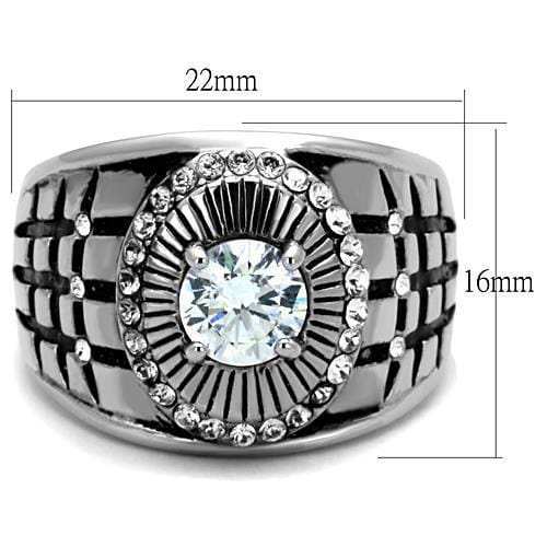 TK1614 - High polished (no plating) Stainless Steel Ring with AAA Grade CZ in Clear - Alamode - Flyclothing LLC