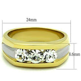 TK1615 - Two-Tone IP Gold (Ion Plating) Stainless Steel Ring with Top Grade Crystal in Clear - Alamode - Flyclothing LLC