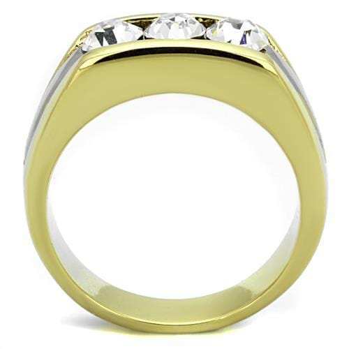TK1615 - Two-Tone IP Gold (Ion Plating) Stainless Steel Ring with Top Grade Crystal in Clear - Alamode - Flyclothing LLC