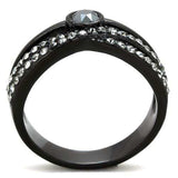 TK1620 - IP Black(Ion Plating) Stainless Steel Ring with Top Grade Crystal in Hematite - Alamode - Flyclothing LLC