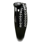 TK1620 - IP Black(Ion Plating) Stainless Steel Ring with Top Grade Crystal in Hematite - Alamode - Flyclothing LLC