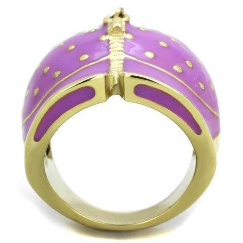 TK1621 - IP Gold(Ion Plating) Stainless Steel Ring with Epoxy in Amethyst - Alamode - Flyclothing LLC