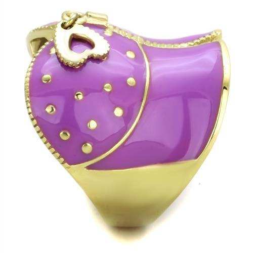 TK1621 - IP Gold(Ion Plating) Stainless Steel Ring with Epoxy in Amethyst - Alamode - Flyclothing LLC