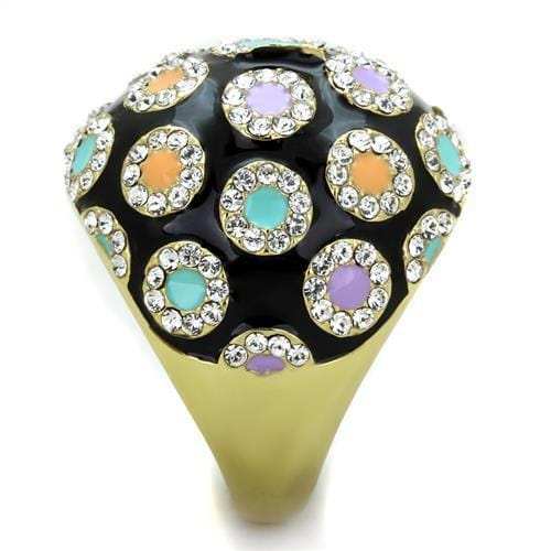 TK1625 - IP Gold(Ion Plating) Stainless Steel Ring with Top Grade Crystal in Clear - Alamode - Flyclothing LLC