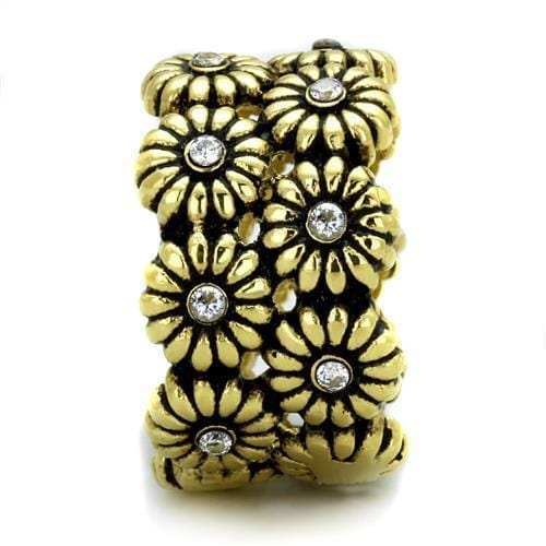 TK1626 - IP Gold(Ion Plating) Stainless Steel Ring with AAA Grade CZ in Clear - Alamode - Flyclothing LLC