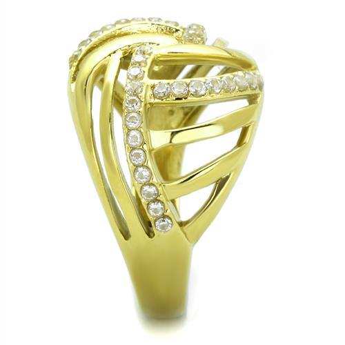 TK1627 - IP Gold(Ion Plating) Stainless Steel Ring with AAA Grade CZ in Clear - Alamode - Flyclothing LLC