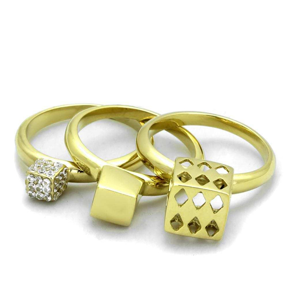 TK1630 - IP Gold(Ion Plating) Stainless Steel Ring with AAA Grade CZ in Clear - Alamode - Flyclothing LLC