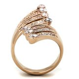 TK1631 - IP Rose Gold(Ion Plating) Stainless Steel Ring with AAA Grade CZ in Clear - Alamode - Flyclothing LLC