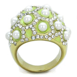TK1636 - IP Gold(Ion Plating) Stainless Steel Ring with Synthetic Pearl in White - Alamode - Flyclothing LLC