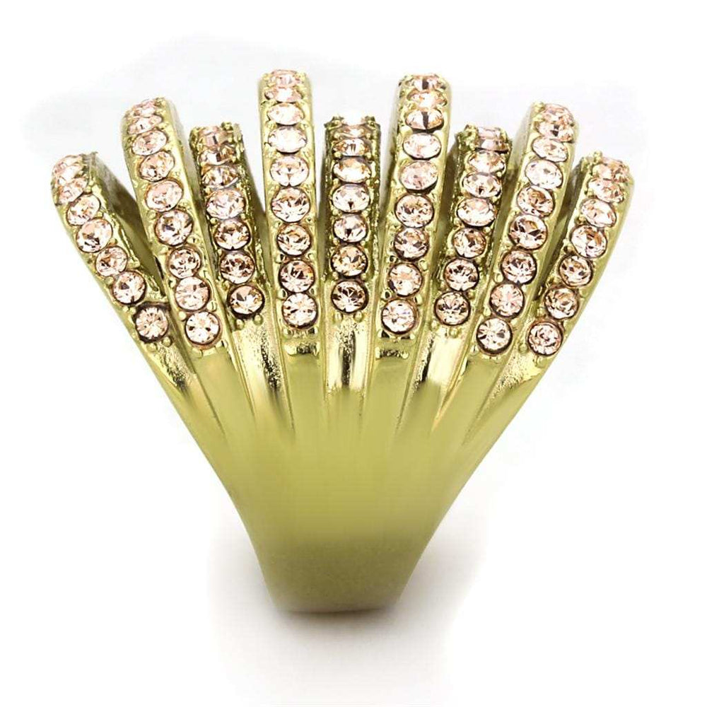 TK1637 - IP Gold(Ion Plating) Stainless Steel Ring with Top Grade Crystal in Light Peach - Alamode - Flyclothing LLC