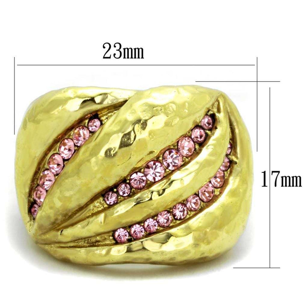 TK1638 - IP Gold(Ion Plating) Stainless Steel Ring with Top Grade Crystal in Light Rose - Alamode - Flyclothing LLC
