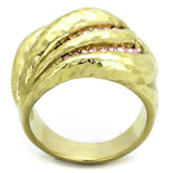 TK1638 - IP Gold(Ion Plating) Stainless Steel Ring with Top Grade Crystal in Light Rose - Alamode - Flyclothing LLC