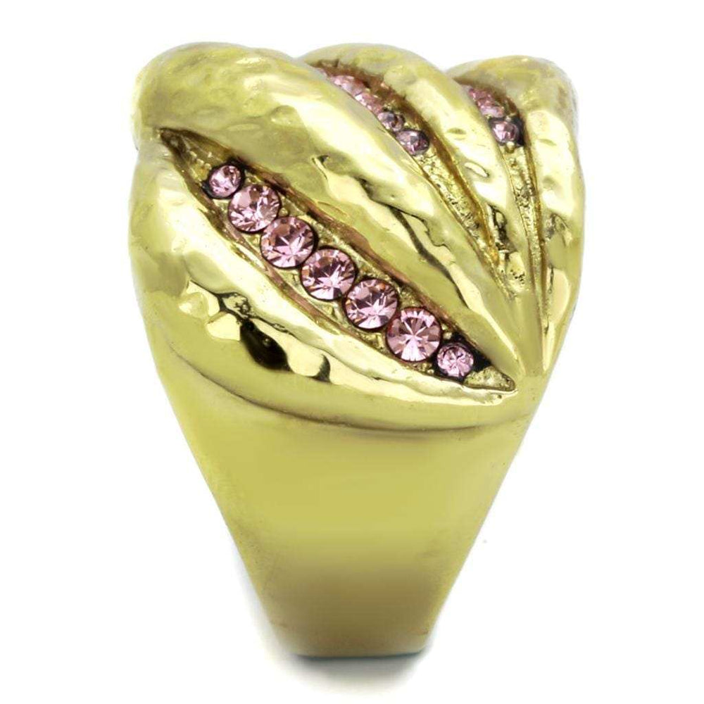 TK1638 - IP Gold(Ion Plating) Stainless Steel Ring with Top Grade Crystal in Light Rose - Alamode - Flyclothing LLC
