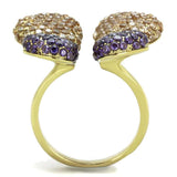 TK1639 - IP Gold(Ion Plating) Stainless Steel Ring with AAA Grade CZ in Multi Color - Alamode - Flyclothing LLC