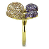 TK1639 - IP Gold(Ion Plating) Stainless Steel Ring with AAA Grade CZ in Multi Color - Alamode - Flyclothing LLC